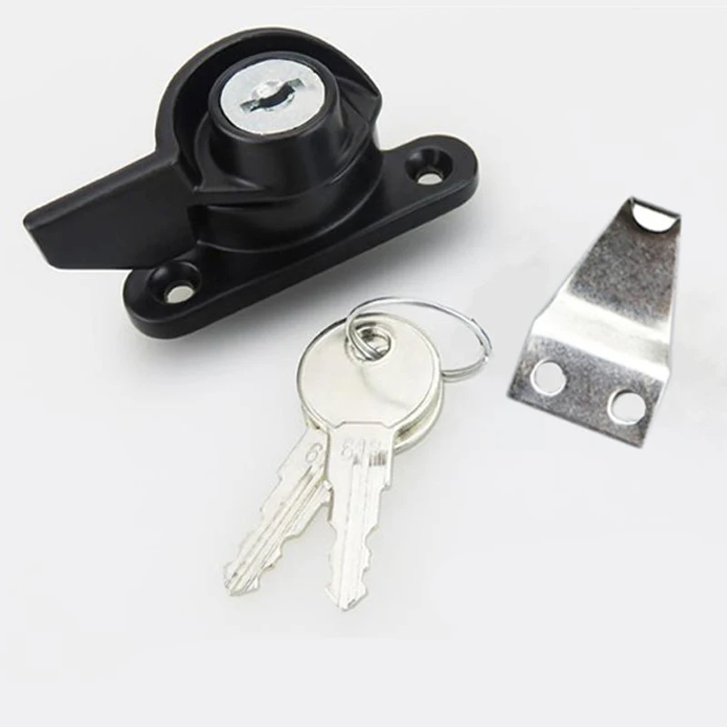 Right open Black Zinc Alloy Doors And Windows Lock Window Door Lock Sash Jammer Windows Hasp Security with Key