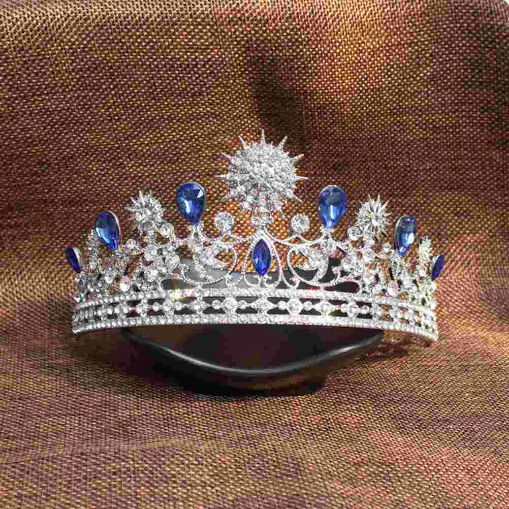 Wedding Prom Bridal Crown Rhinestone Crystal Decor Headband The Decorations Tiara Veil Headgear 6