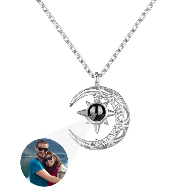 Moon&Star Picture Charm Necklace