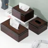 Dark Brown Walnut Wooden Tissue Paper Storage Dispenser Box, Multi Purpose Wood Cover Holder 6