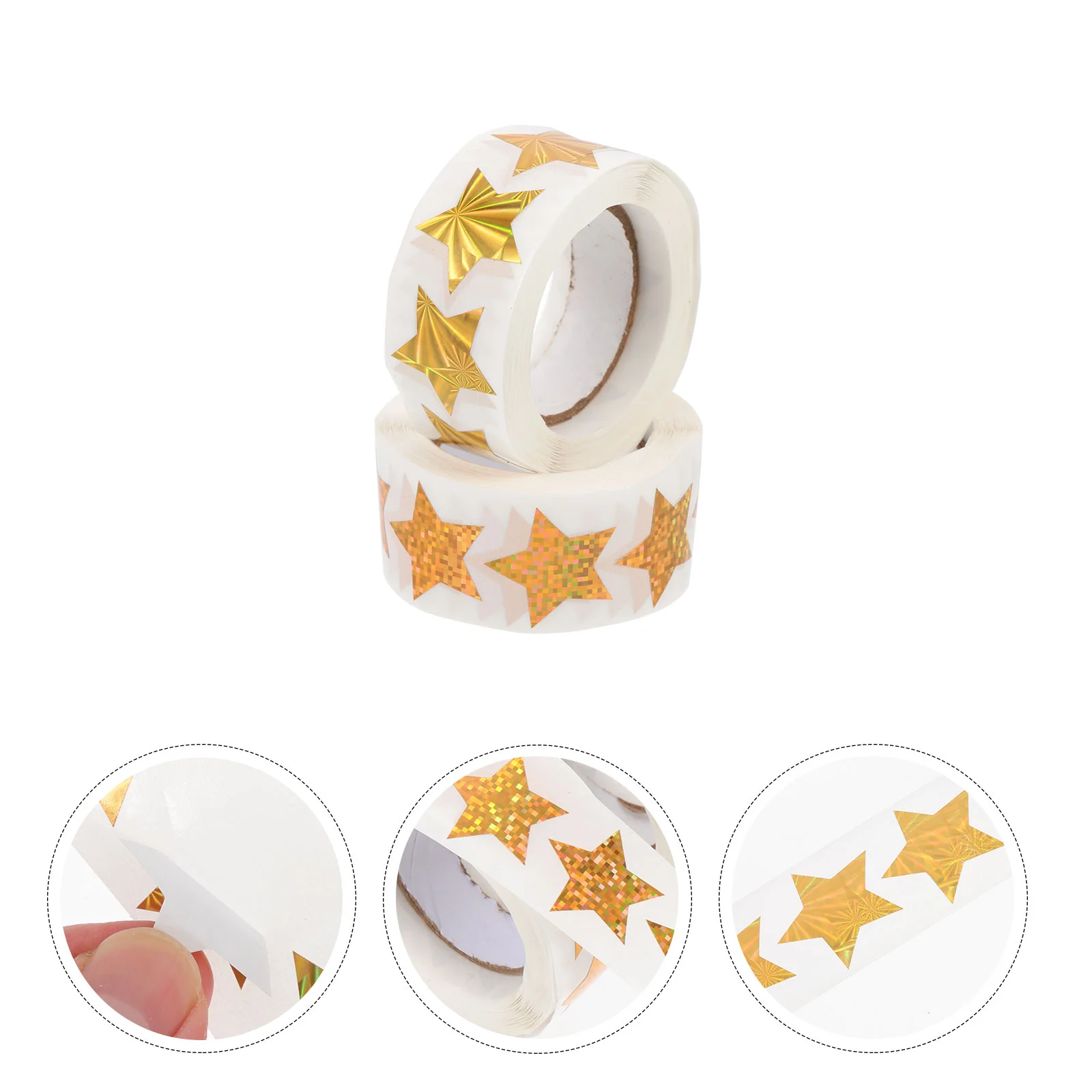 

2 Rolls Star Stickers Self-adhesive Gold Foil Shape Sealing Shiny DIY Coated Paper Craft Funny Children Reward Sparkle