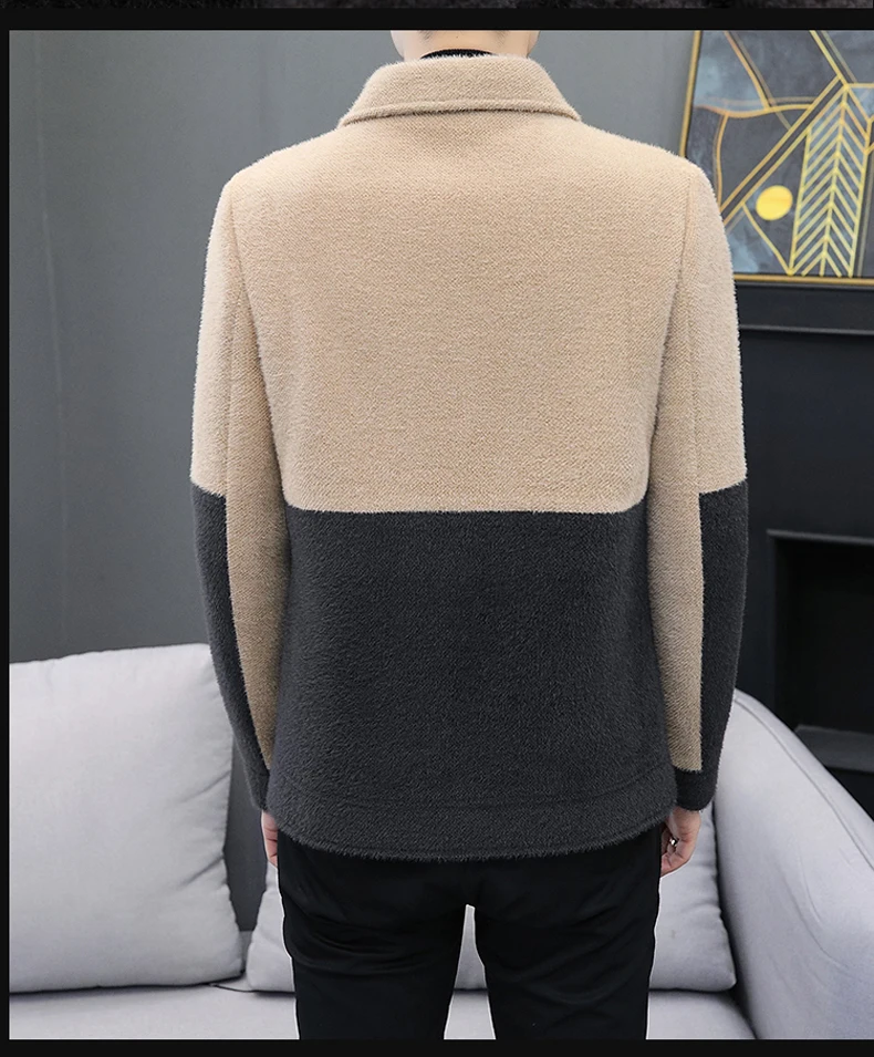 Hochwertige Herren Slim Fit Wollmäntel Herbst Winter Jugendliche Lässige Warme Fleece-Jacken Streetwear Verdickte Oberteile Parkas Kleidung – Detail 2