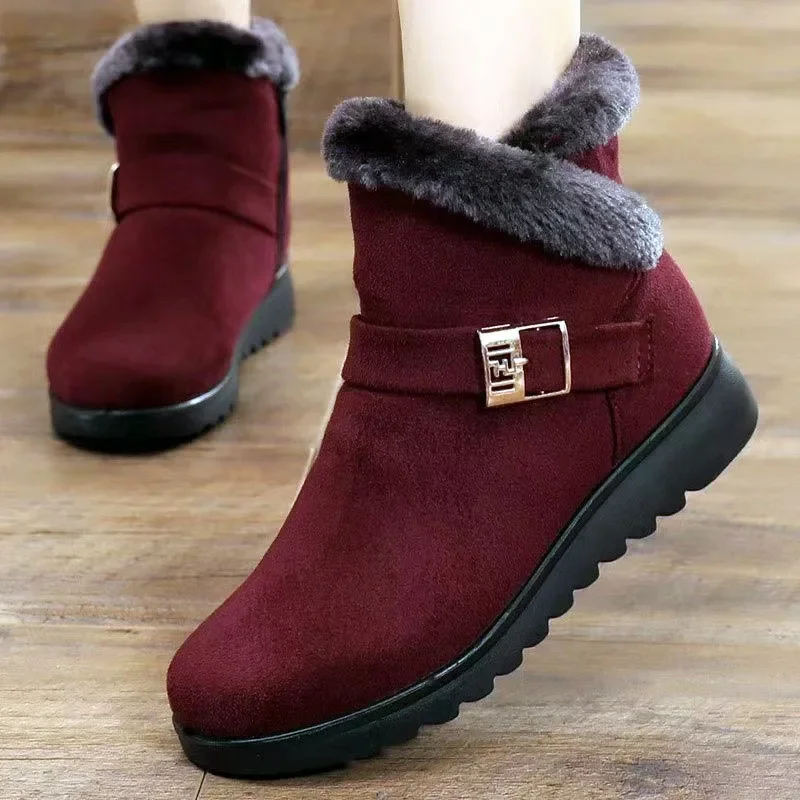  Winter Boots Women Warm Plush Snow Boots for Women Ankle Botas Mujer Zipper No-slip Loafers Ladies Casual Comfort Flats Shoes 