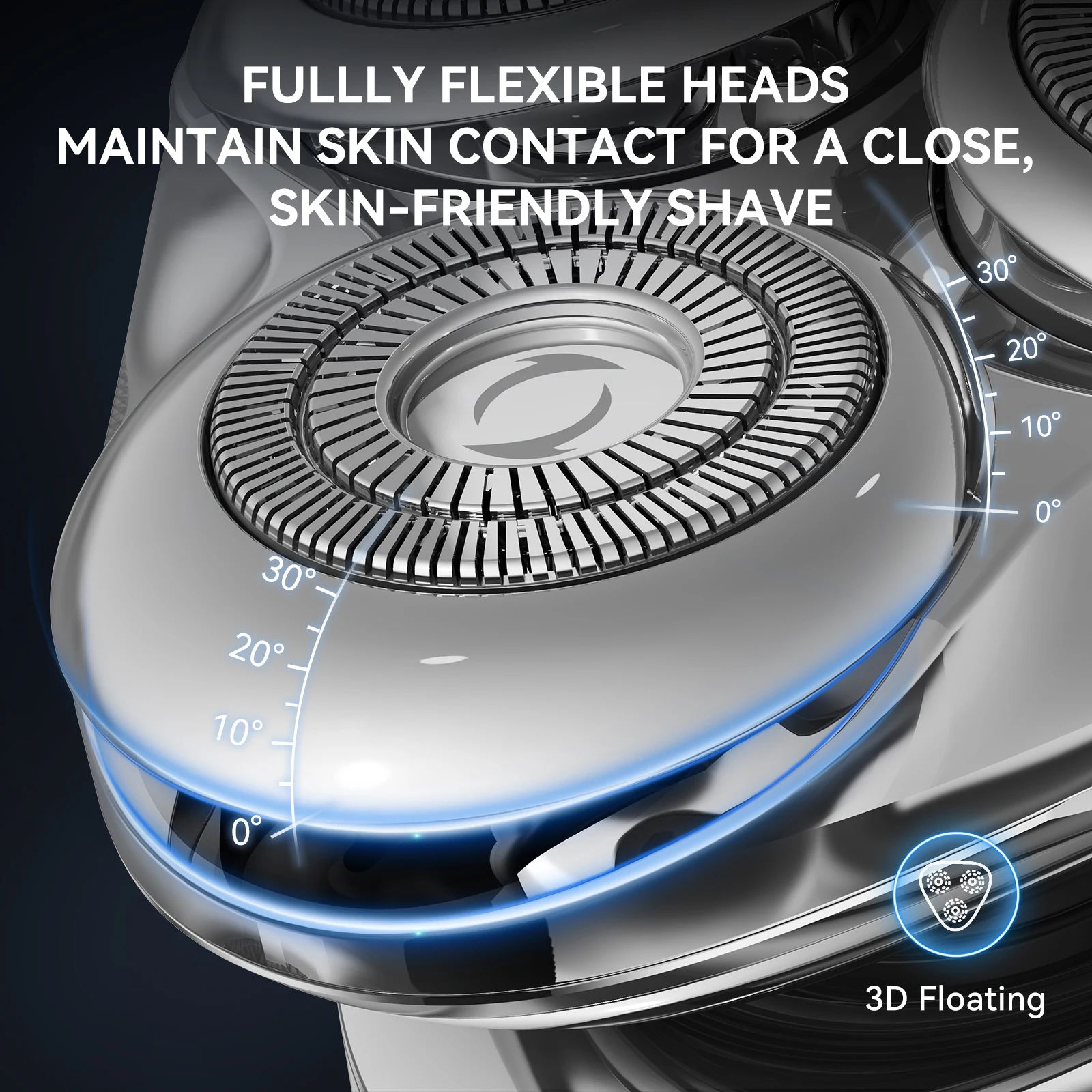 Kensen Replacement Shaver Head for S21 Electric Shaver Magnetic 3D Floating Blade for FK-379 Stainless Steel Razor Head For Men 3