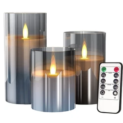 3Pcs Flameless LED Candles Light With Remote Control Romantic Flickering Wick Candles Set Lamp For Christmas Wedding Party