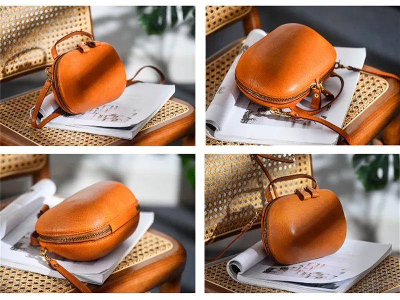 Fashion luxury genuine leather ladies round handbag casual high-quality cowhide weekend women's party shoulder crossbody bags