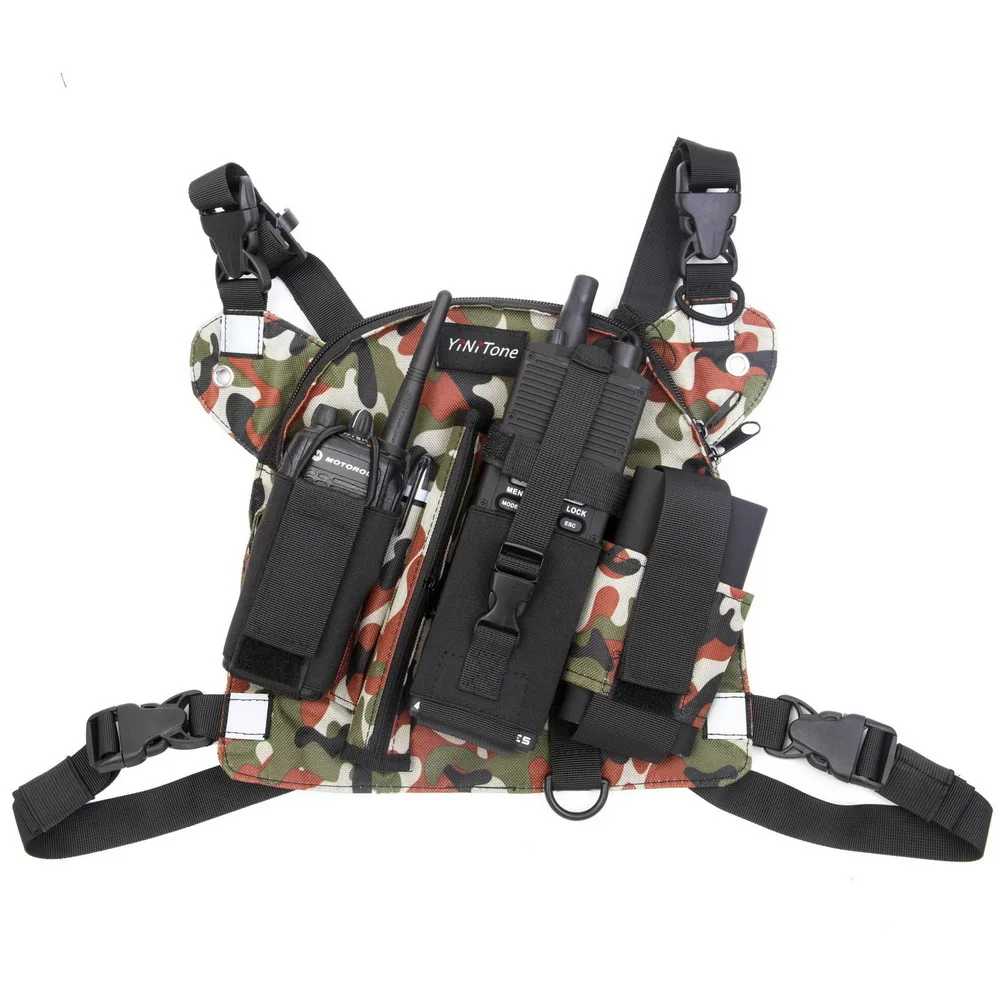 YiNiTone BG-02 Jungle camouflage Universal Radio Chest Harness Bag Pocket Pack Holster  for Two Way Radio
