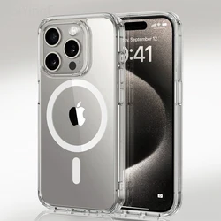 Luxury Magnetic Wireless Charging Phone Case with Transparent Back Cover for iPhone 12 Mini (Clear)
