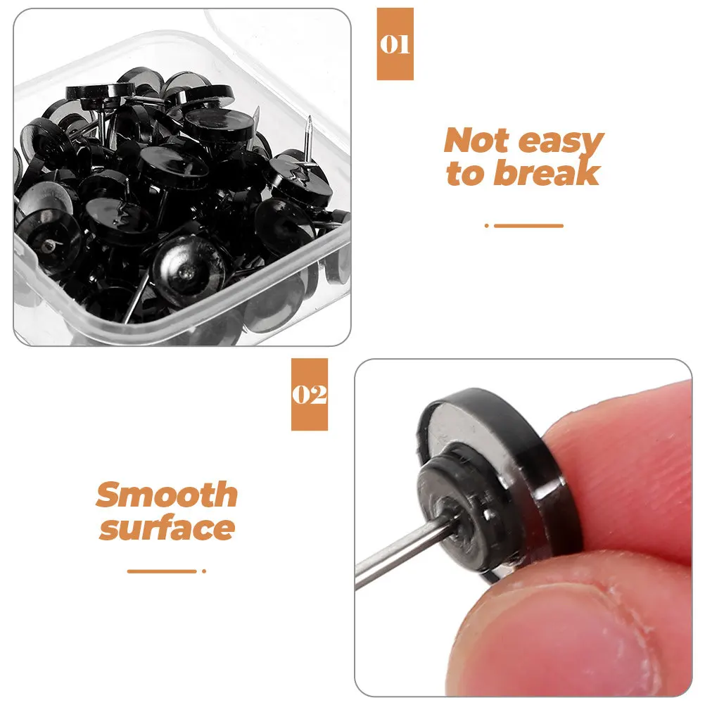 박스형 검정색 원형 플라스틱 푸시핀 사무실 보드 지도 그림핀 사진 벽핀 게시판 코르크보드 액세서리