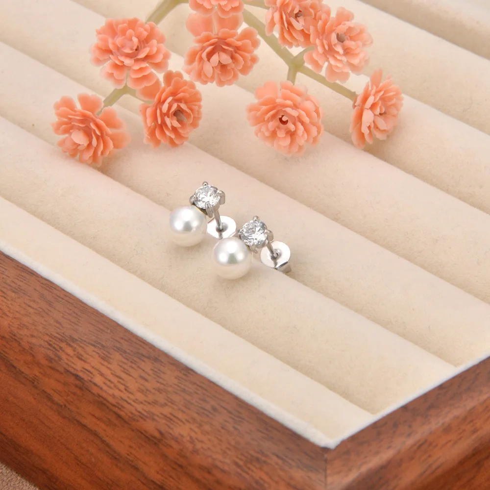 JeeMango Edelstahl-Ohrstecker mit simulierten Perlenknoten für Damen, vergoldete Creolen, niedlicher Schmuck für den täglichen Gebrauch, E26075 – Detail 14
