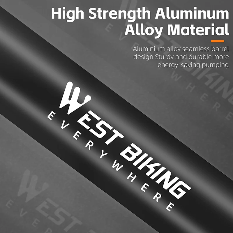 WEST BIKING 260 PSI High Pressure Pump with Pressure Gauge Bike Tire Inflator for E-bike Schrader/Presta Valve Floor Pump