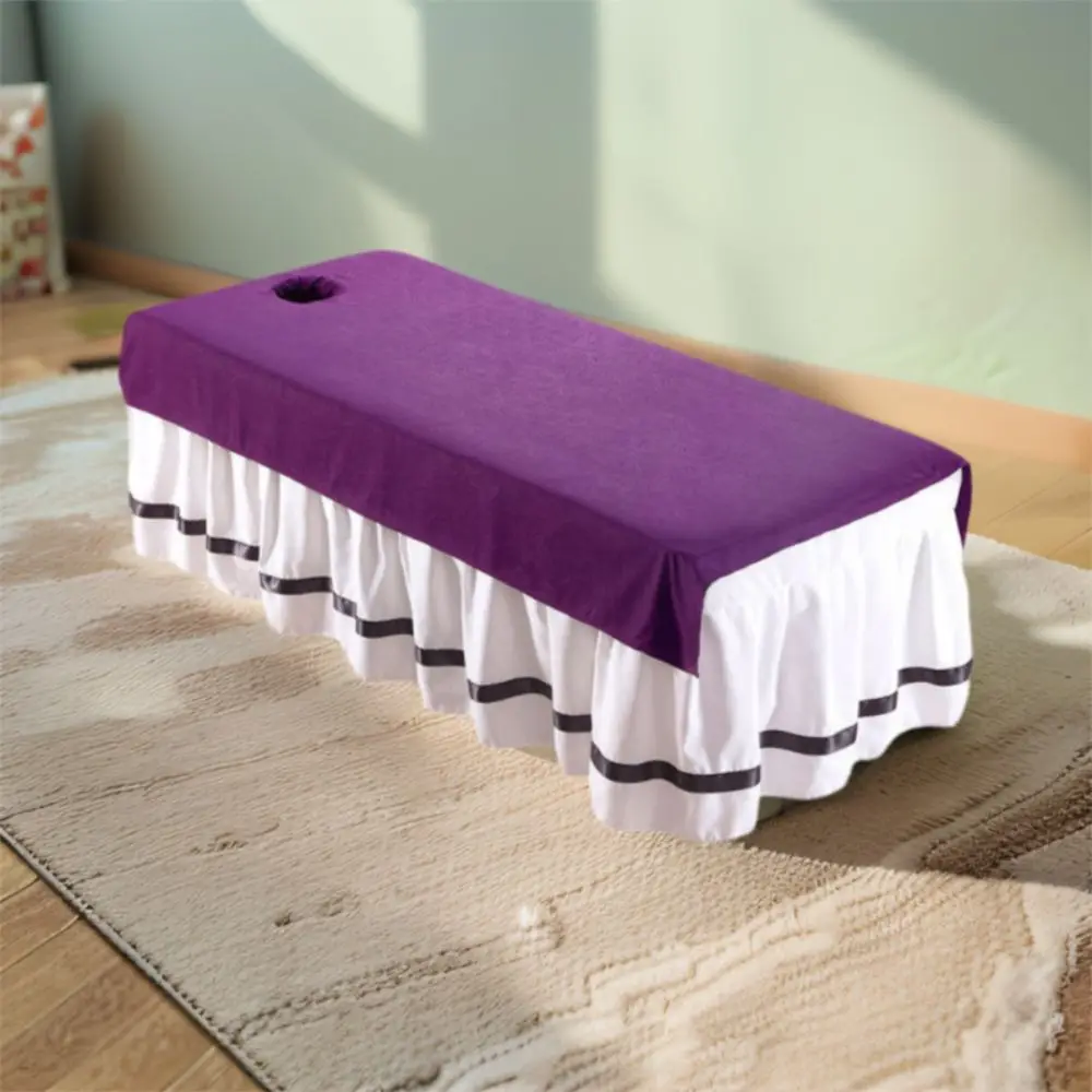 Comfortable Beauty Salon Bed Sheet Oil-proof with Holes Massage Bed Bedspread Washable Soft SPA Bedspread Massage Treatment