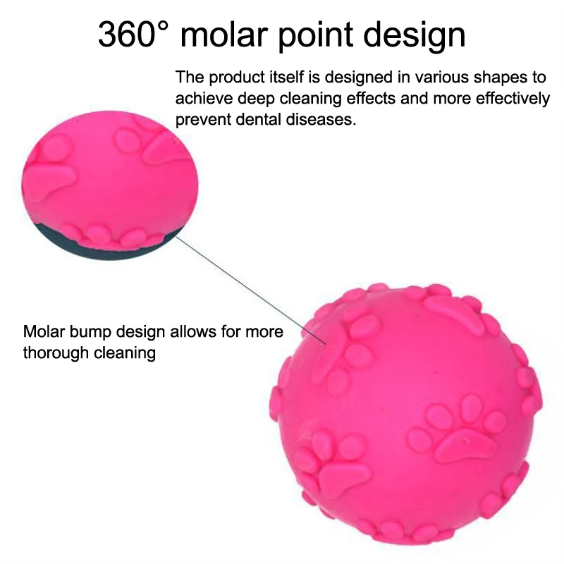 Interactive Cartoon Paw Print Dog Toy Ball, Squeaky & Chewable Rubber Material, Small Breed Pet Plaything Aids in Dental Health S4864ece2aeff4d618b38ec0186613820B