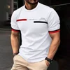 2024 Men's Street T-shirt Summer Men's 3D Stripe Letter Print Short Sleeve Tops Oversized Casual Tee Hipster T Shirts Clothing 3