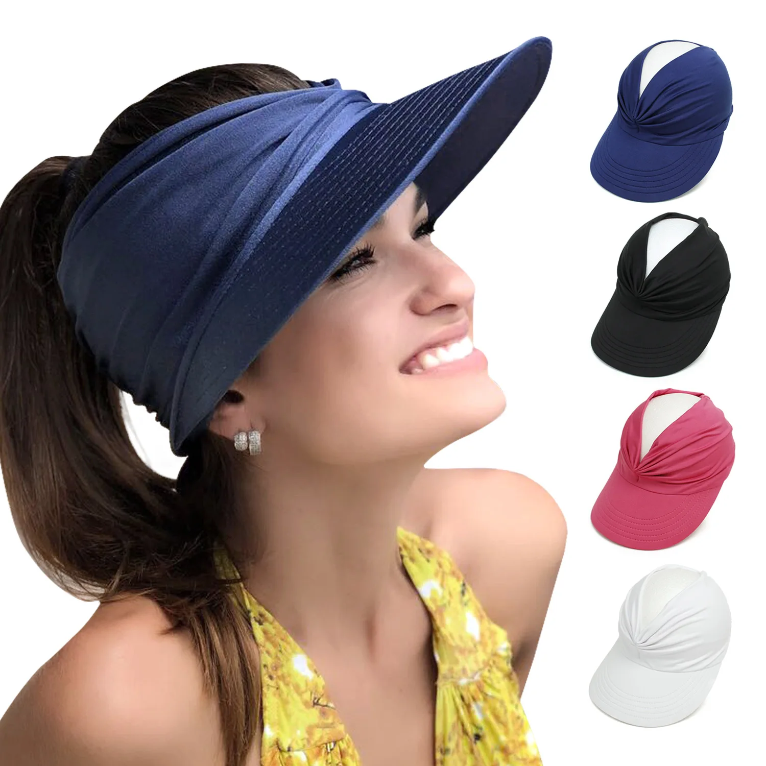 Summer Empty Top Foldable Sport Running Hat Fashion Colorful Women Simple  Quick Dry Tie Dye Beach Cap Ice Silk Sun Visor Hat - AliExpress
