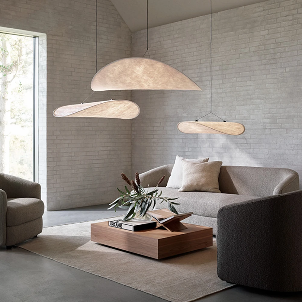 Modern LED Pendant Lamp Nordic Silk Chandelier For Living Room Home Decor Modern Silk Fabric Tense Pendant Light