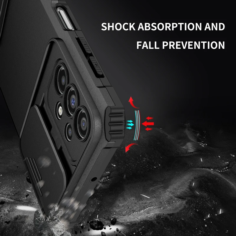 Premium Armor Shockproof Phone Case with Lens Protection & Stand Holder