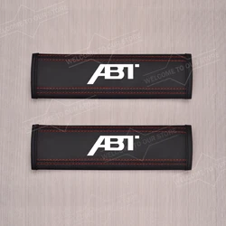 Premium Leather Car Seat Belt Cushion Pads - ABT Logo Design, Set of 2 (2pcs)