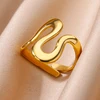 88447-58ebc6.jpg Bagues en acier inoxydable 316L pour femmes, couleur or, anneau ouvert géométrique multicouche, Vintage, étanche, bijoux esthétiques de mariage, cadeau