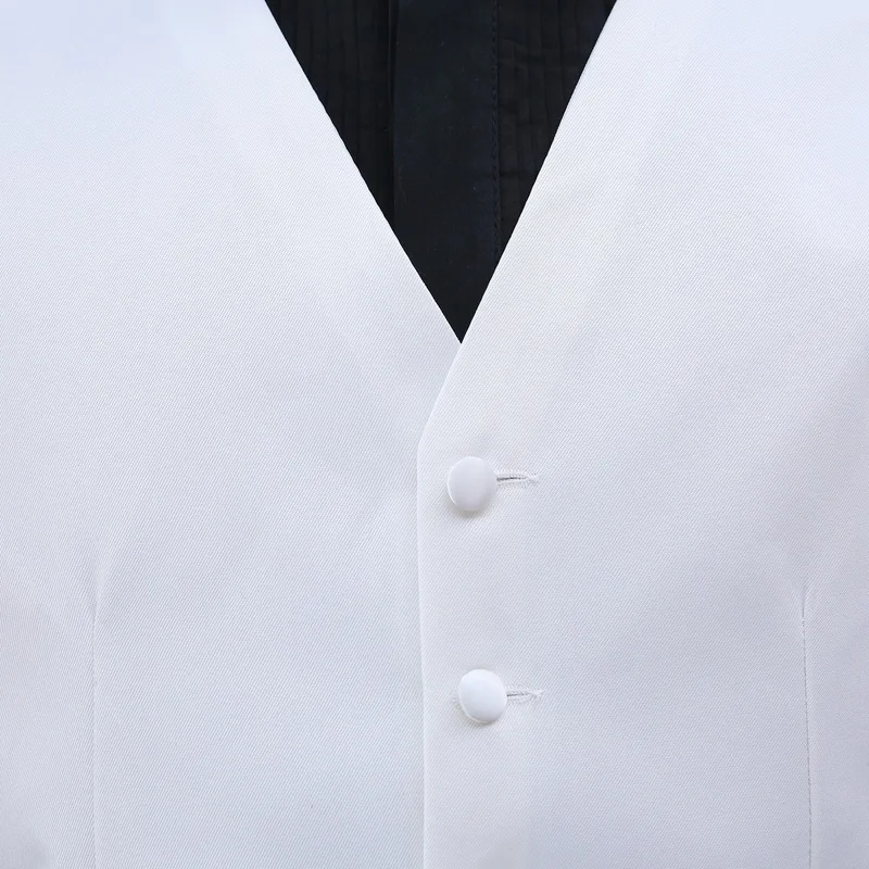 Fashion Suit Vest for Wedding Tuxedo Suits Men's White Black One Piece Formal Waistcoat Party Stage Performance Suit Vest 3