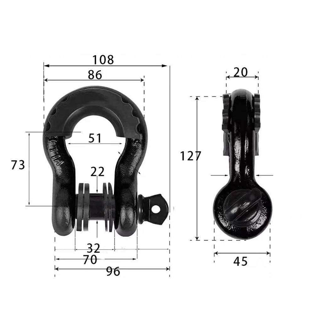 1 Pcs 8T Off-road Trailer Hitch RV Trailer U-hook Trailer Hitch Front And Rear Pull Rod Towing Hook Transportation Rescue Tool