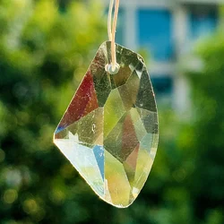 2PCS Irregular Prism Faceted Rainbow Crystal Glass Loose Craft Pendant Bead for Jewelry Making DIY Curtain Chandelier Suncatcher