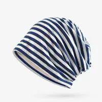 COKK Spring Summer Hats For Women Men Unisex Stripe Beanie Bonnet Femme Sunscreen Breathable Retro Baggy Cap Headwrap Headdress 1