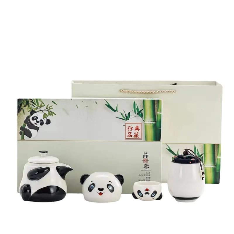 Ceramic Kung Fu Tea Set, Creative Business Gift, One Pot, Two Cup, Cute Panda Set