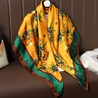 110cm Large Shawl Silk Square Scarf for Women Luxury Print Hijab Bandana Muslim Headband Wrap Beach Stoles Foulard Echarpe 2023 1