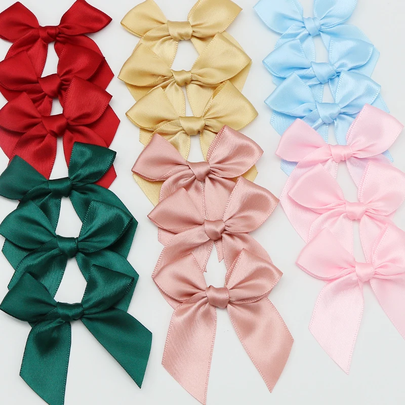 50pcs Satin Ribbon Pink Bows Decoration Small Bowknot Gift Bows For