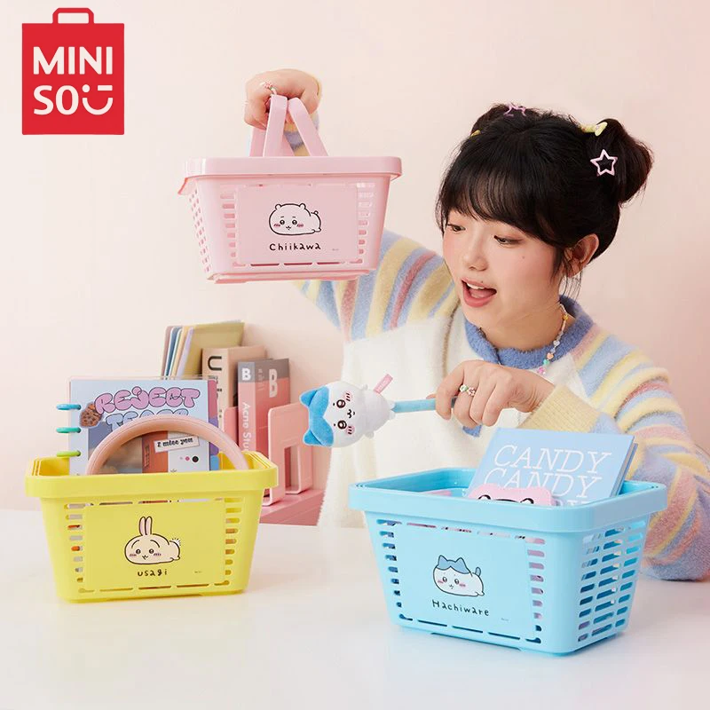 

MINISO Chiikawa канцелярские принадлежности ручная корзина аниме Kawaii Hachiware Usagi Мини Милая заколка для волос ювелирные изделия косметика мультяшный ящик для хранения