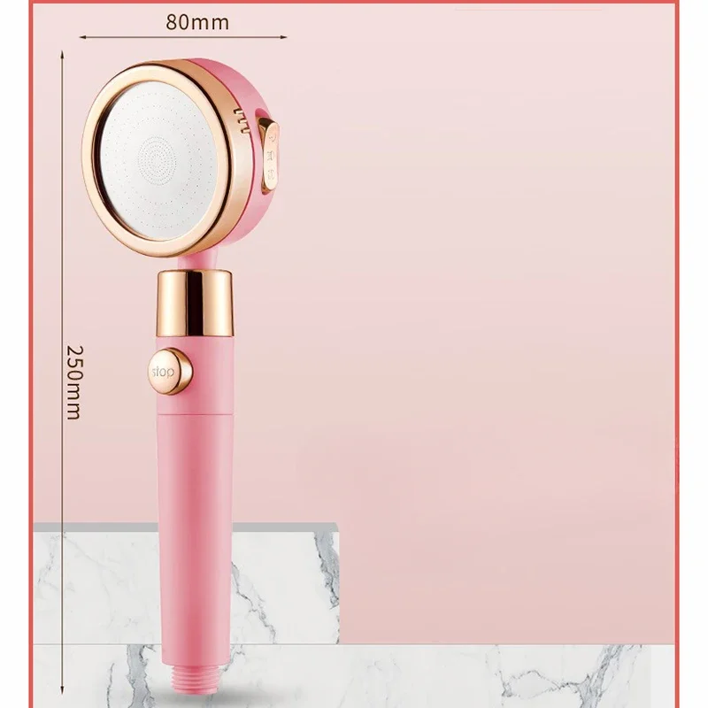 Three-speed Adjustment 360 Degree Rotation  with One Key To Stop Filter Shower Head Water Saving Rainfall Round Spray Nozzle 6