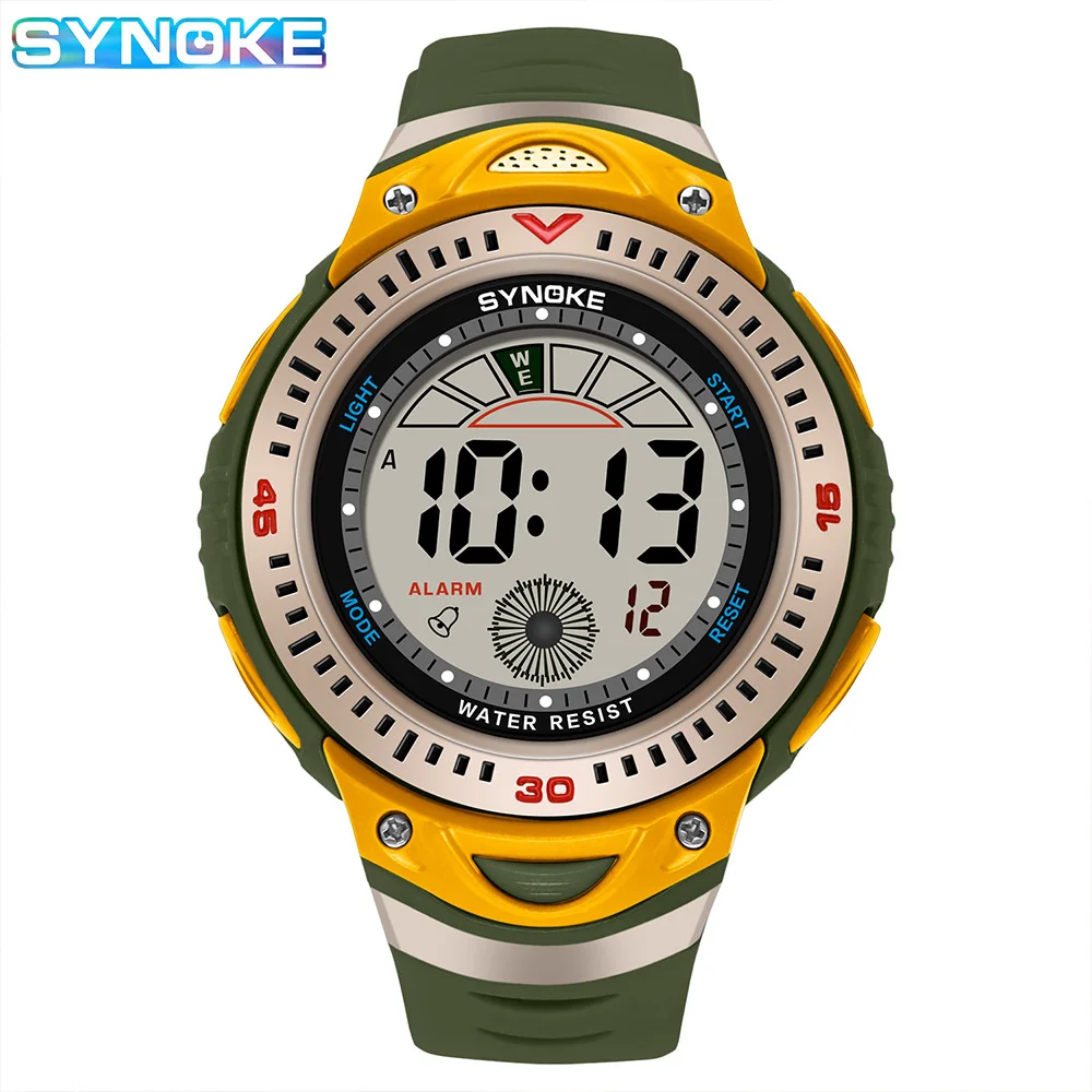 SYNOKE Nuevo reloj digital de montañismo para hombres, resistente al agua, resistente a los golpes, pantalla grande, para correr al aire libre, reloj de moda para estudiantes, atractivo_voghion.com