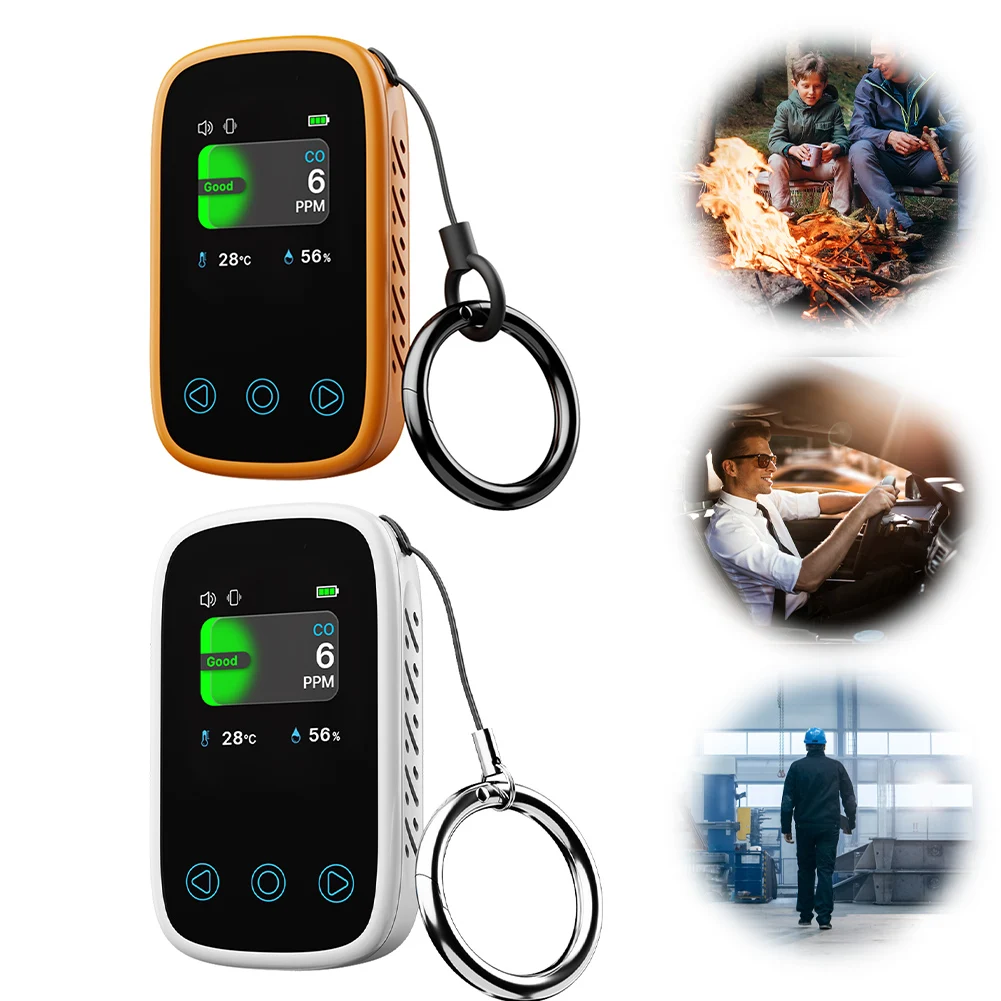 3 in 1 Carbon Monoxide Temperature Humidity Detector NDIR Sensor Portable Auto Brightness Type-C Rechargeable for Outdoor Garage