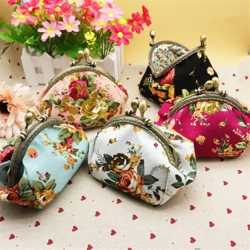 

2021 Roses Canvas Mini Coin Purses Zero Wallet Child Girl Women Change Purse Lady Zero Wallets Coin Bag High Quality