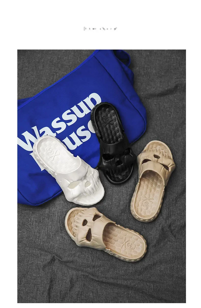 Mens Skull Slippers Stylish Indoor Slides