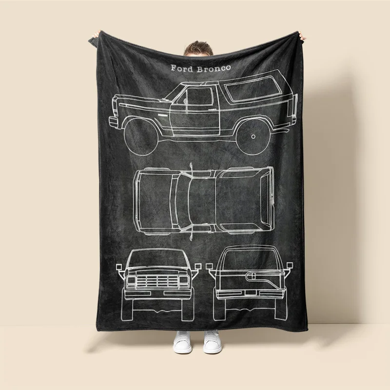 Car Illustration Blanket Warm Sofa Bed Blanket Bedroom Home Office Nap Cover Blanket Machine Washable Home Decoration 2
