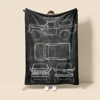 Car Illustration Blanket Warm Sofa Bed Blanket Bedroom Home Office Nap Cover Blanket Machine Washable Home Decoration 2