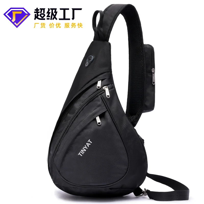 

Tinyat Tianyi men's chest bag Korean leisure one shoulder drip enlarged triangle with USB charging interface