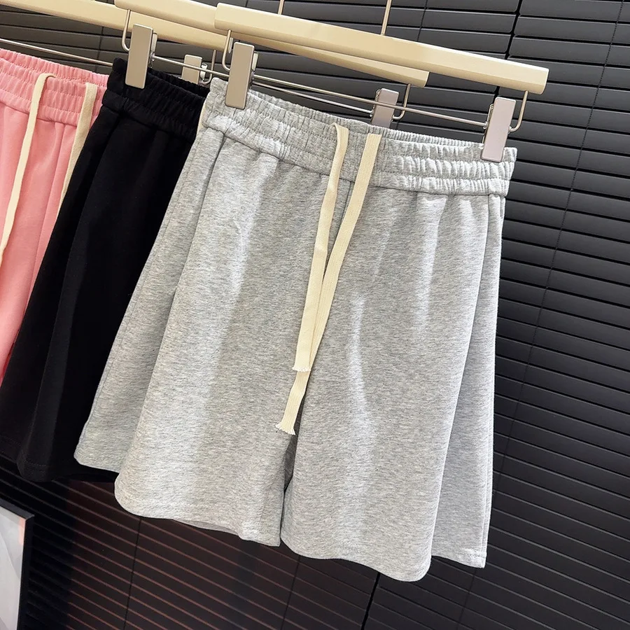 Summer Women Shorts 2024  Y2K Korean Loose Casual POckets Cotton Straight Leg Sweatshorts Oversized Elastic Waist Sports Shorts