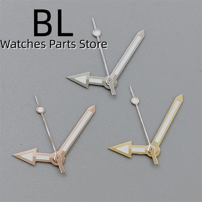 Two-Tone Luminous Watch Hands with C3 Green Glow - Silver, Gold, and Rose Gold Finish