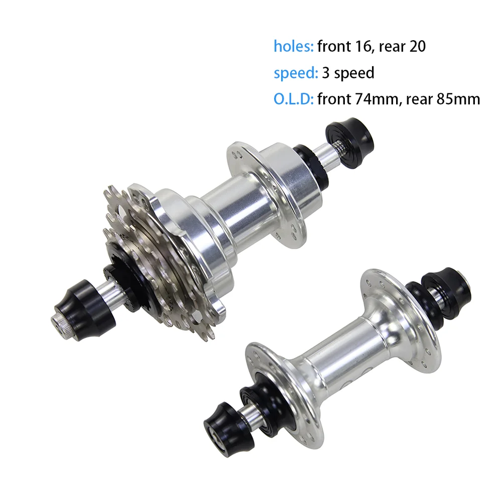 自転車車輪用ハブ3点セット 車輪関係 自転車用ハブ フロントとバック 車軸 前後セット 中空