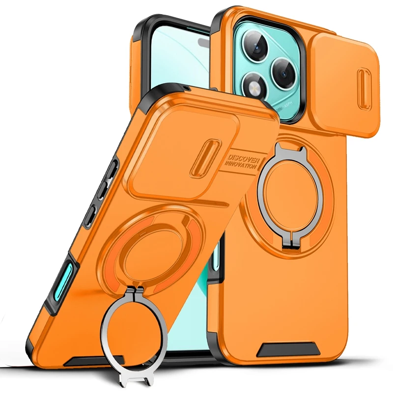 Enhanced Magnetic Ring Holder Case with Slide Camera Lens Protection