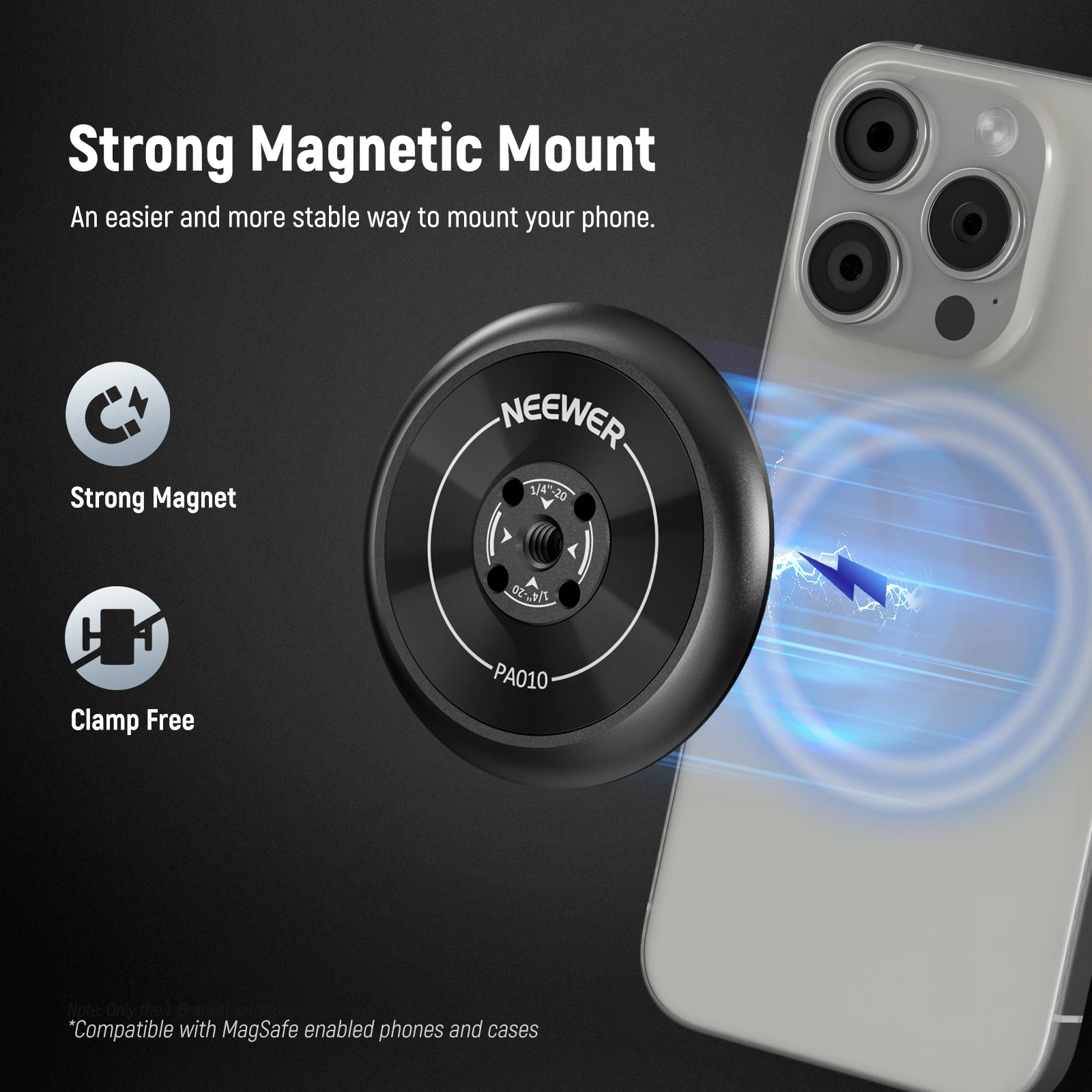Magnetic Phone Tripod Mount Adapter with Magnetic Ring Compatible with MagSafe i