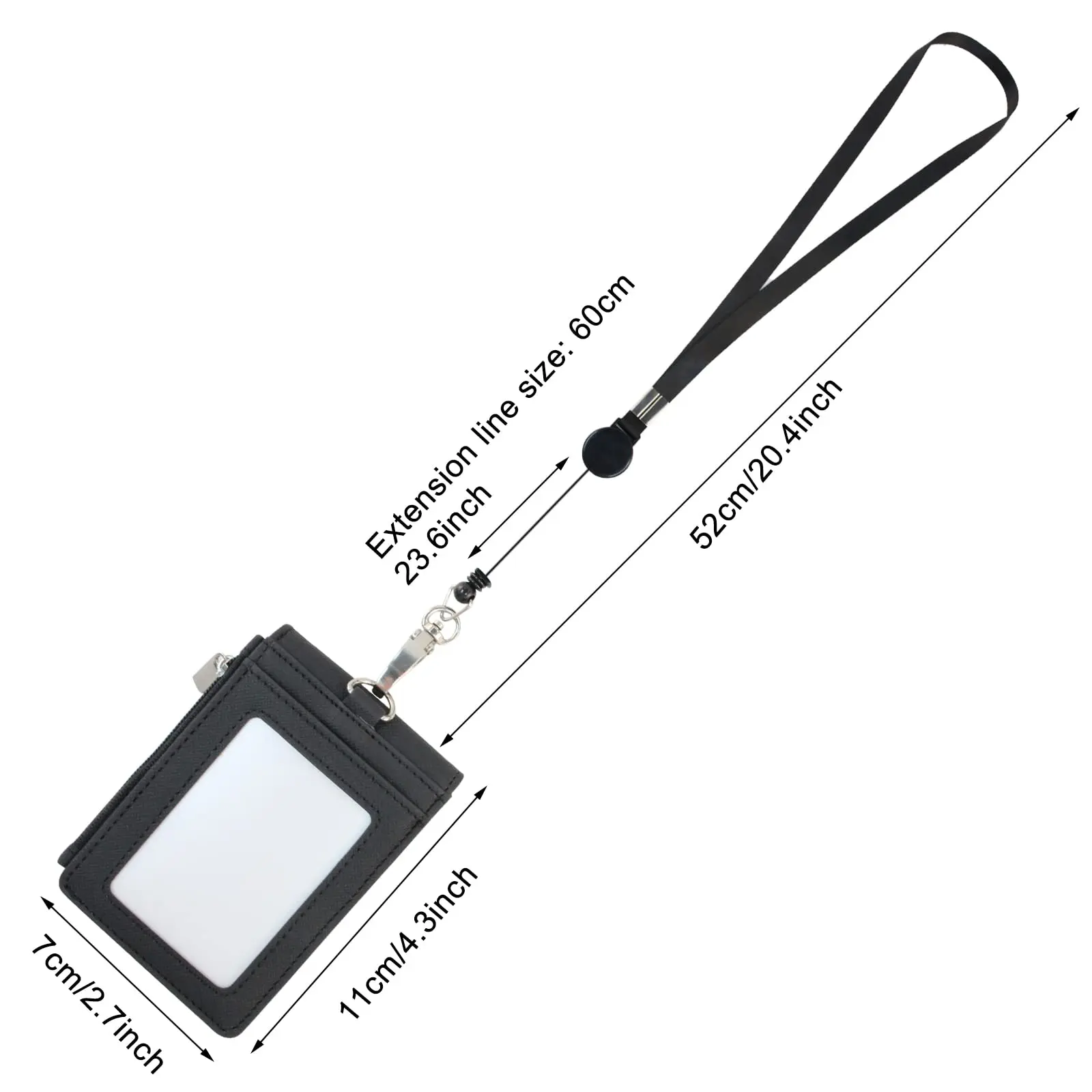 thumbnail image 2 of Badge Holder,PU Leather ID Card Holder With Clear ID Window And Detachable Badge Lanyard For 2 of 14