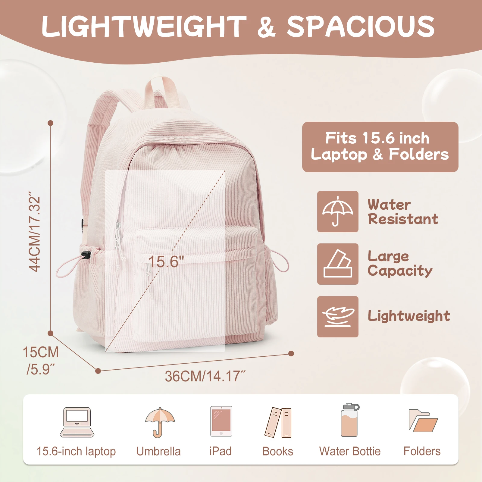 School Backpack for Teens Girls Boys Laptop Bag Fits 15.6 Inch College Travel Durable Leisure Fashion Student Backpack for Women 3