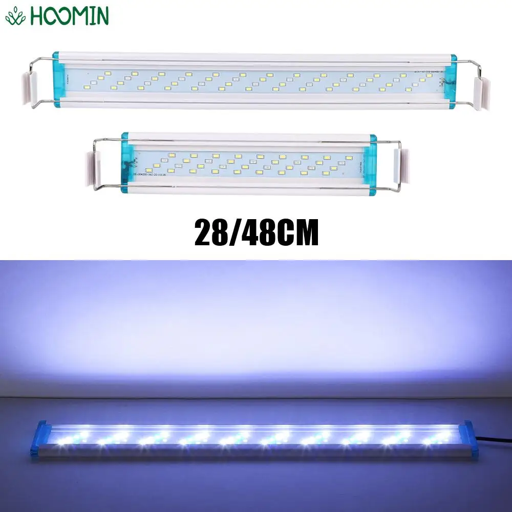 Waterproof EU/US Plug Aquarium LED Light Fish Tank Aquatic Plant Grow Lighting Clip Lamp White Blue 28/48cm Super Slim aquarium light aquarium lamp