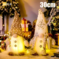 Gnomo de Navidad Brillante con Luz LED 30cm - Muñeco Sin Rostro, Decoración Hogar y Regalo