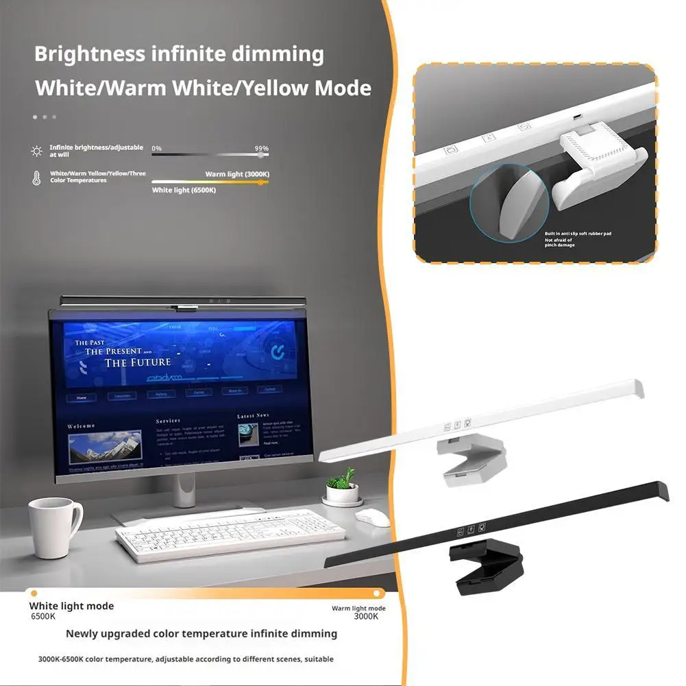 1Set Timing Dimming Low Blue Light Asymmetric Eye Protection Lamp LED Desk Lamp Computer Monitor Screen Hanging
