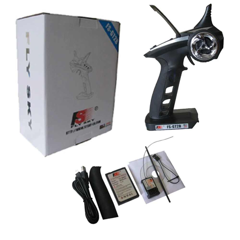 Récepteur Flysky FS-GT2B connecté à un servo, prêt pour installation dans un véhicule RC